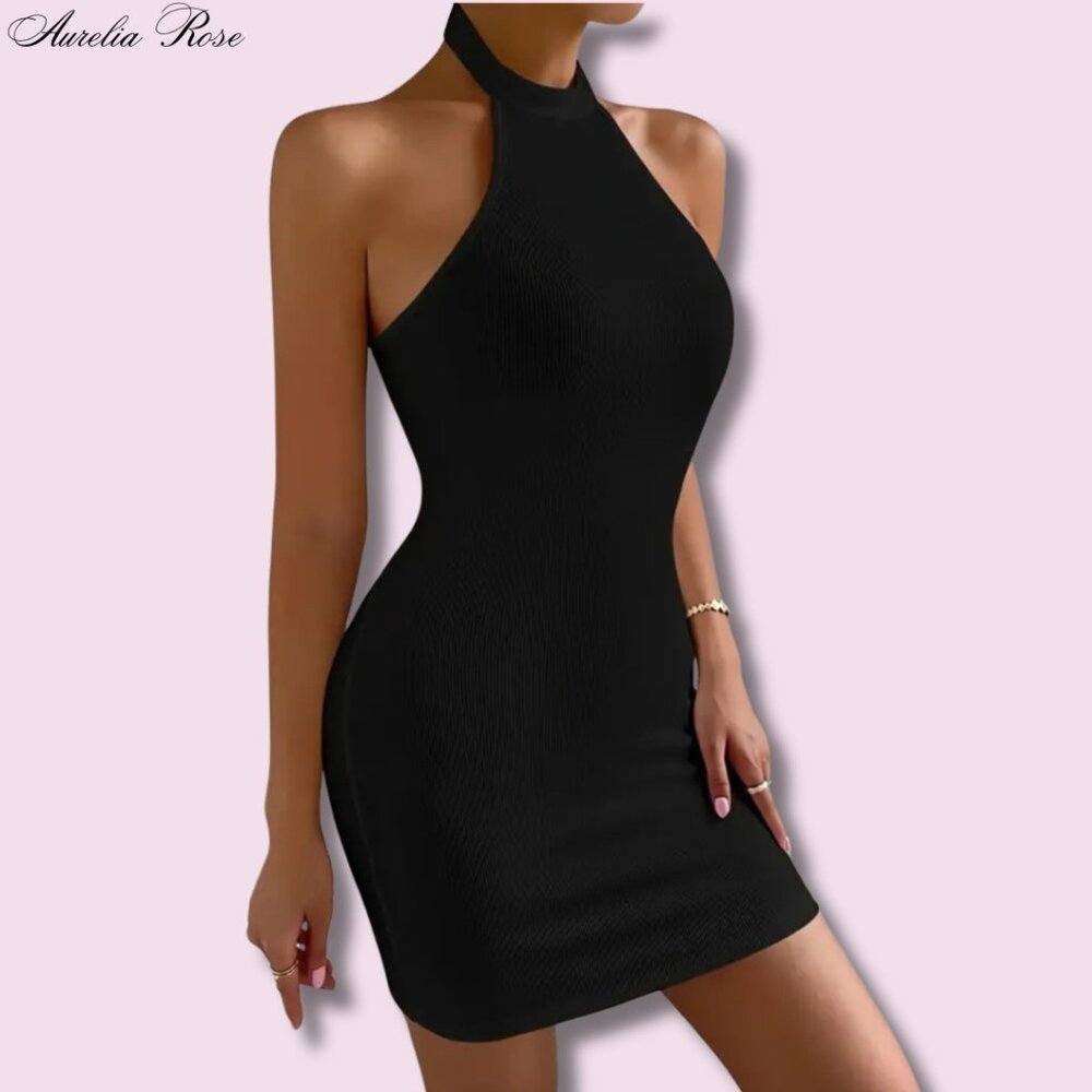 🖤Black Bodycon Halter Dress
